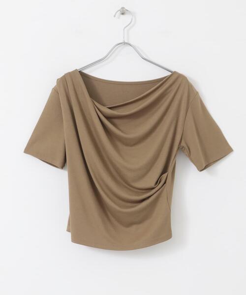 SENSE OF PLACE by URBAN RESEARCH（センスオブプレイスバイアーバンリサーチ）の「アシメドレープトップ(半袖)（Tシャツ/カットソー・レディース・キャメル/ベージュ/ブラック/ライトブルー・ONE）」の21枚目の写真