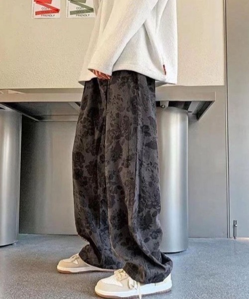 WARAIJOGO(ワライジョウゴ)の「【WARAIJOGO】フラワーパターンハイウエストパンツ(NEZ)(その他パンツ・メンズ・カーキ/グレー・XX-LARGE)」の2枚目の写真