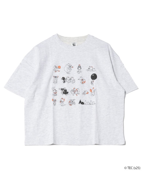 Tom&Jerry(トムアンドジェリー)の「【公式】トムとジェリー 天竺半袖WIDE型Tシャツ(Tシャツ/カットソー・レディース・グリーン/サックスブルー/オートミール/オフホワイト・L/M)」の2枚目の写真