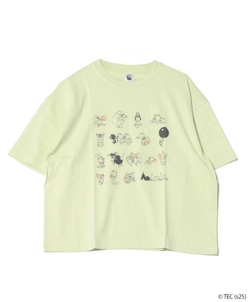 Tom&Jerry(トムアンドジェリー)の「【公式】トムとジェリー 天竺半袖WIDE型Tシャツ(Tシャツ/カットソー・レディース・グリーン/サックスブルー/オートミール/オフホワイト・L/M)」の3枚目の写真