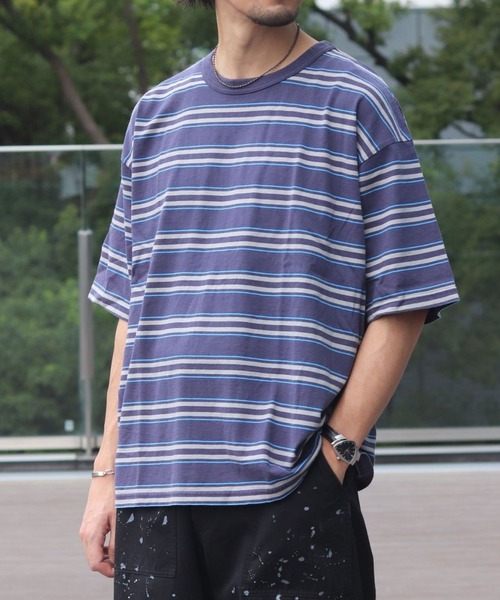 B:MING by BEAMS(ビーミングバイビームス)の「フェード ボーダー ビッグ Tシャツ(Tシャツ/カットソー・メンズ・アイボリー/ネイビー・SMALL/MEDIUM/LARGE/X-LARGE)」の1枚目の写真