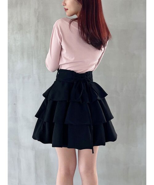 RESEXXY(リゼクシー)の「ヘムバルーンフリルミニスカート(スカート・レディース・ブラウン/ホワイト/チャコールグレー/ブラック・FREE)」の2枚目の写真