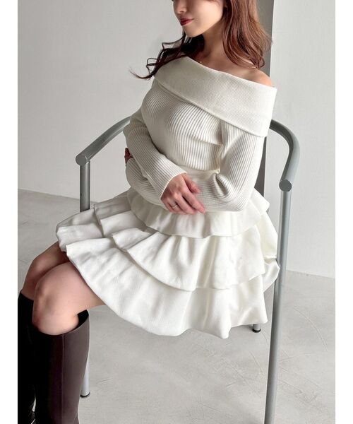 RESEXXY(リゼクシー)の「ヘムバルーンフリルミニスカート(スカート・レディース・ブラウン/ホワイト/チャコールグレー/ブラック・FREE)」の5枚目の写真