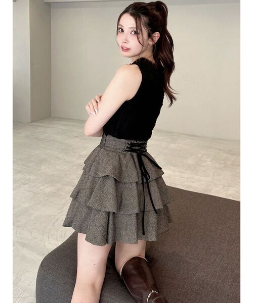 RESEXXY(リゼクシー)の「ヘムバルーンフリルミニスカート(スカート・レディース・ブラウン/ホワイト/チャコールグレー/ブラック・FREE)」の10枚目の写真