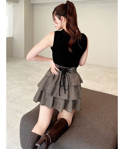RESEXXY(リゼクシー)の「ヘムバルーンフリルミニスカート(スカート・レディース・ブラウン/ホワイト/チャコールグレー/ブラック・FREE)」の11枚目の写真