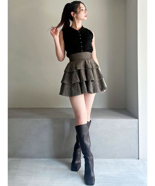 RESEXXY(リゼクシー)の「ヘムバルーンフリルミニスカート(スカート・レディース・ブラウン/ホワイト/チャコールグレー/ブラック・FREE)」の13枚目の写真