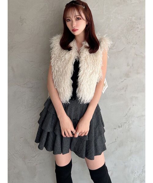 RESEXXY(リゼクシー)の「ヘムバルーンフリルミニスカート(スカート・レディース・ブラウン/ホワイト/チャコールグレー/ブラック・FREE)」の15枚目の写真