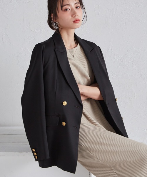 RANAN(ラナン)の「【洗える】ゴールドボタンダブルテーラードジャケット(テーラードジャケット・レディース・ブラック/ブラウン系/ネイビー・S/M/L/LL)」の2枚目の写真
