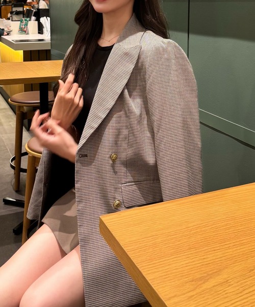 セール】【洗える】ゴールドボタンダブルテーラードジャケット