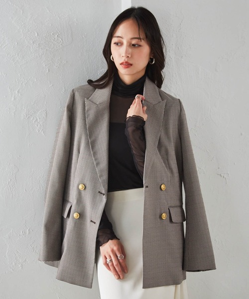 RANAN(ラナン)の「【洗える】ゴールドボタンダブルテーラードジャケット(テーラードジャケット・レディース・ブラック/ブラウン系/ネイビー・S/M/L/LL)」の4枚目の写真