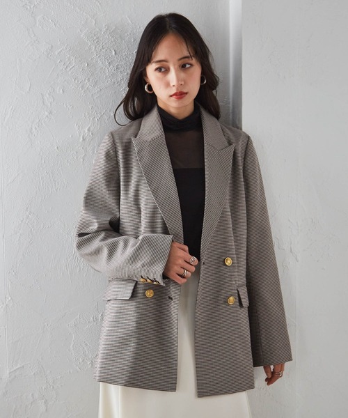 RANAN(ラナン)の「【洗える】ゴールドボタンダブルテーラードジャケット(テーラードジャケット・レディース・ブラック/ブラウン系/ネイビー・S/M/L/LL)」の5枚目の写真