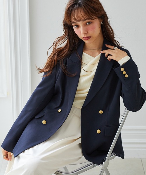 RANAN(ラナン)の「【洗える】ゴールドボタンダブルテーラードジャケット(テーラードジャケット・レディース・ブラック/ブラウン系/ネイビー・S/M/L/LL)」の17枚目の写真