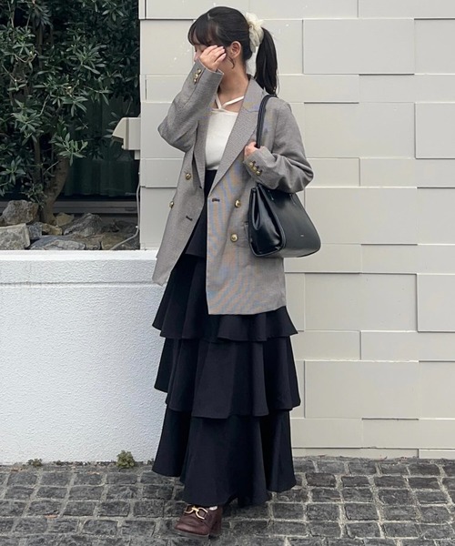 セール】【洗える】ゴールドボタンダブルテーラードジャケット