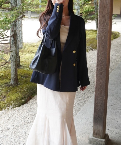 セール】【洗える】ゴールドボタンダブルテーラードジャケット