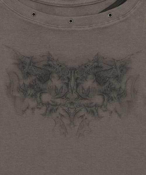 dispark(ディスパーク)の「DISPARK/ハトメレイヤードグラフィックT(Tシャツ/カットソー・レディース・チャコール/ホワイト・FREE)」の16枚目の写真