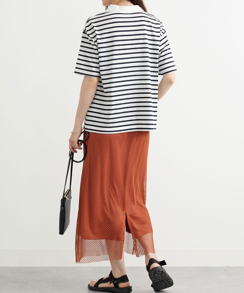 BELLUNA PLUS(ベルーナ)の「ボーダー柄スキッパーポロシャツ(Tシャツ/カットソー・レディース・ネイビー×ホワイト/ホワイト×ネイビー・MEDIUM/LARGE/X-LARGE)」の12枚目の写真