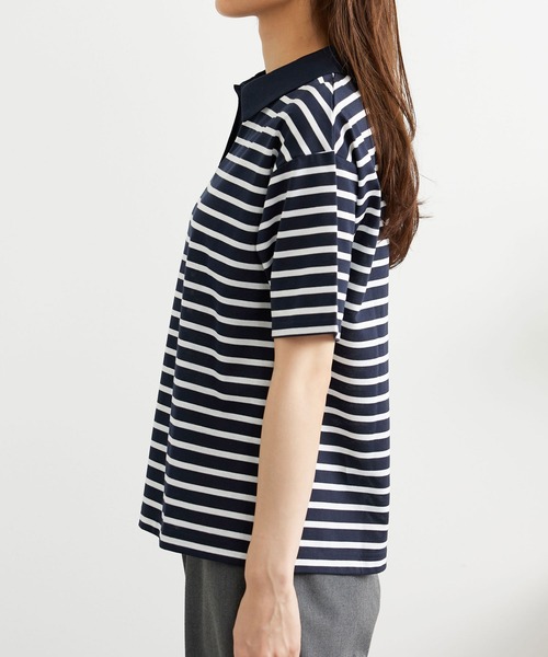 BELLUNA PLUS(ベルーナ)の「ボーダー柄スキッパーポロシャツ(Tシャツ/カットソー・レディース・ネイビー×ホワイト/ホワイト×ネイビー・MEDIUM/LARGE/X-LARGE)」の20枚目の写真