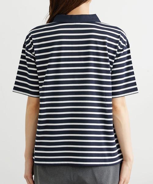 BELLUNA PLUS(ベルーナ)の「ボーダー柄スキッパーポロシャツ(Tシャツ/カットソー・レディース・ネイビー×ホワイト/ホワイト×ネイビー・MEDIUM/LARGE/X-LARGE)」の21枚目の写真