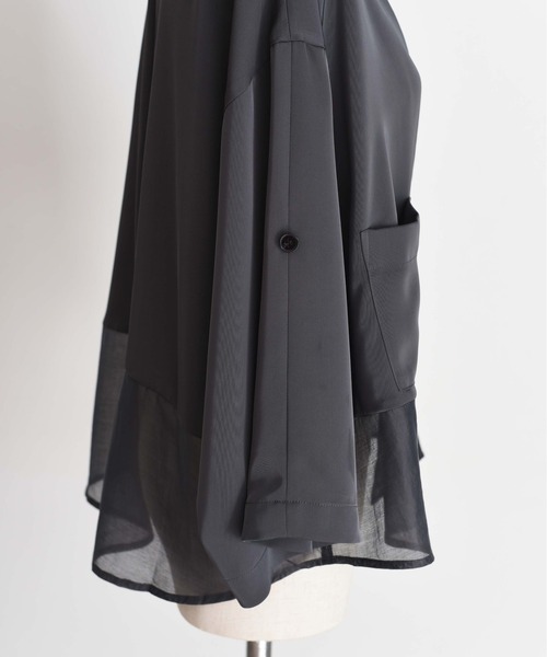 ヘムシアーノーカラーブラウスジャケット&とろみパンツ セットアップ