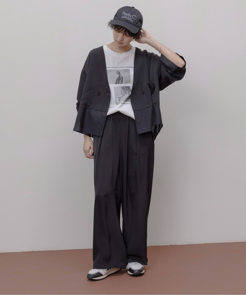 Eimee Law ジャケット＆パンツ　セットアップ ヘムシアーノーカラーブラウスジャケット&とろみパンツ