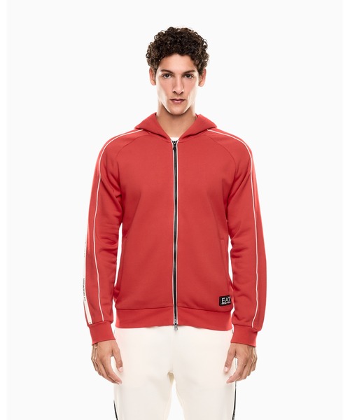 EMPORIO ARMANI EA7(エンポリオアルマーニイーエーセブン)の「【エンポリオ アルマーニ EA7】Logo Series フード付きジップアップ スウェットシャツ コットン混紡(スウェット・メンズ・ブラック/オフホワイト/レッド・X-SMALL/LARGE/MEDIUM/SMALL/X-LARGE)」の3枚目の写真