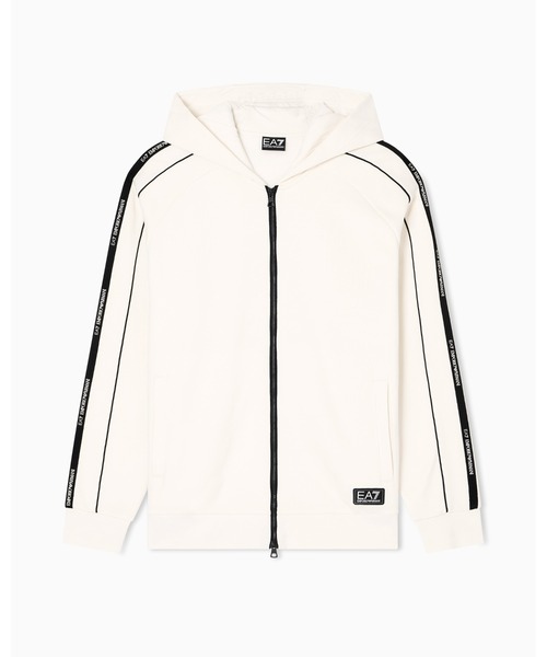 EMPORIO ARMANI EA7(エンポリオアルマーニイーエーセブン)の「【エンポリオ アルマーニ EA7】Logo Series フード付きジップアップ スウェットシャツ コットン混紡(スウェット・メンズ・ブラック/オフホワイト/レッド・X-SMALL/LARGE/MEDIUM/SMALL/X-LARGE)」の4枚目の写真