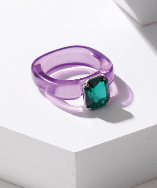 ADDITION STORE(アディションストア)の「【コーデや気分に合わせてカラーを変える♪】POP COLORFUL ACRYLIC RING / ポップ カラフル アクリルリング ONESIZE(リング・レディース・ブルー/オレンジ/イエロー/ライトピンク/グリーン/レッド/ホワイト/パープル/ピンク・ONE SIZE)」の1枚目の写真