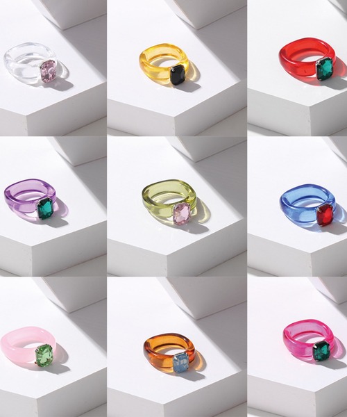 ADDITION STORE(アディションストア)の「【コーデや気分に合わせてカラーを変える♪】POP COLORFUL ACRYLIC RING / ポップ カラフル アクリルリング ONESIZE(リング・レディース・ブルー/オレンジ/イエロー/ライトピンク/グリーン/レッド/ホワイト/パープル/ピンク・ONE SIZE)」の10枚目の写真