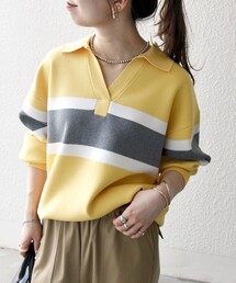 予約商品】レディースのニット/セーター（イエロー/黄色系・V