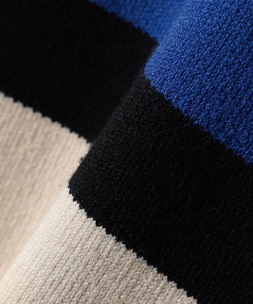 SHIPS any:〈手洗い可能〉パネル ボーダー スキッパー ニット プル