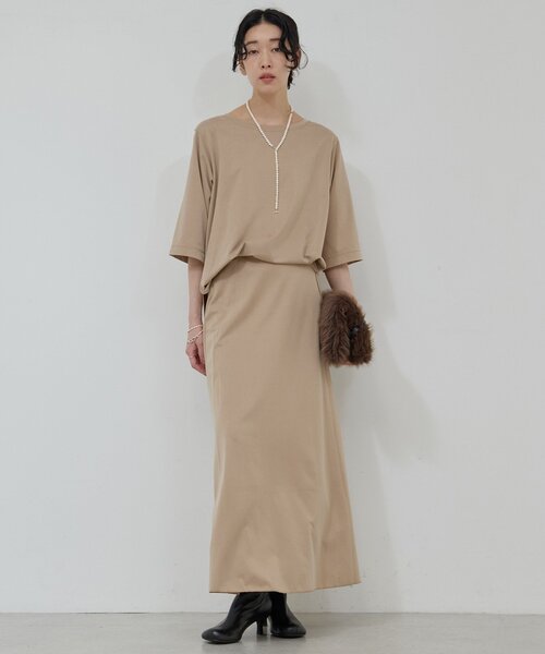 GALLARDAGALANTE(ガリャルダガランテ)の「【セットアップ対応】【イージーケア】キュプラジャージースカート(スカート・レディース・ベージュ/ブラック/モカ・0/1)」の1枚目の写真