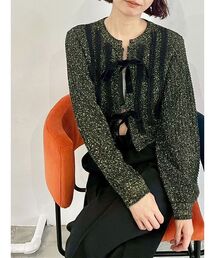 LILY BROWN | ベロアリボンニットカーディガン(カーディガン/ボレロ)