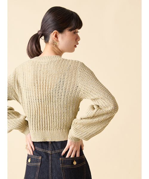 LILY BROWN（リリーブラウン）の「ベロアリボンニットカーディガン（カーディガン/ボレロ・レディース・ホワイト/ブラック/オリーブ・F）」の8枚目の写真