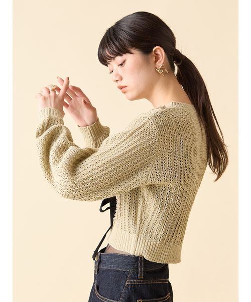 ベロアリボンニットカーディガン（カーディガン/ボレロ）｜LILY BROWN