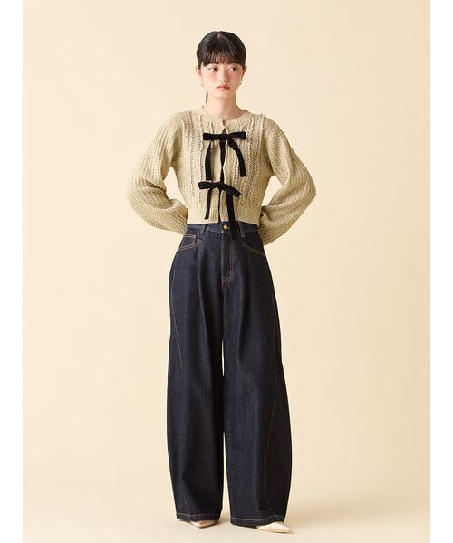Lily Brown リリーブラウン ベロアリボンカーディガン ベロアリボンニットカーディガン（カーディガン）｜LILY BROWN（リリー