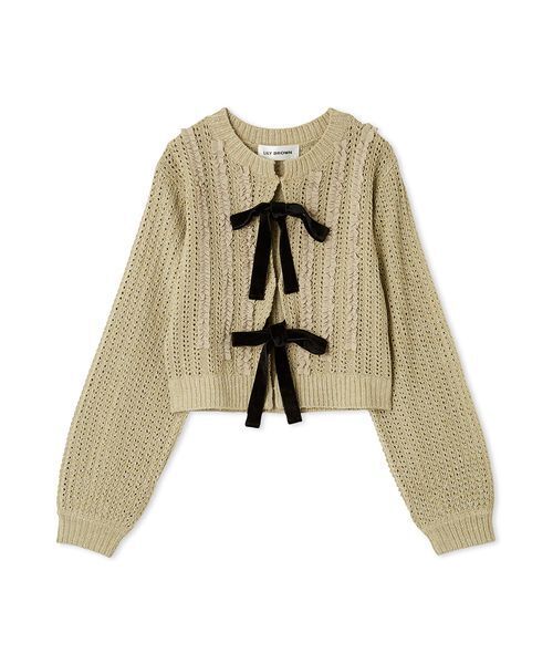 LILY BROWN（リリーブラウン）の「ベロアリボンニットカーディガン（カーディガン/ボレロ・レディース・ホワイト/ブラック/オリーブ・F）」の13枚目の写真