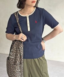 【U.S. POLO ASSN. 】ヘンリーリブ半袖T