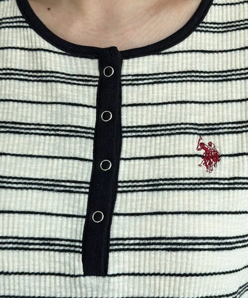 U.S. POLO ASSN.(ユーエスポロアッスン)の「【U.S. POLO ASSN. 】ヘンリーリブ半袖T(Tシャツ/カットソー・レディース・ネイビー/アイボリー/ブラック/オフホワイト・FREE)」の10枚目の写真