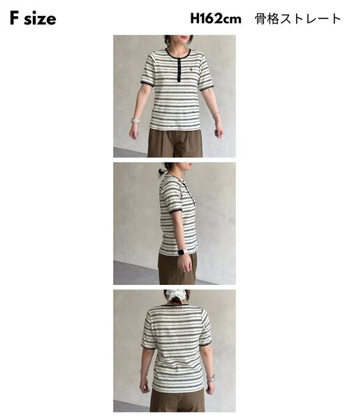 U.S. POLO ASSN.(ユーエスポロアッスン)の「【U.S. POLO ASSN. 】ヘンリーリブ半袖T(Tシャツ/カットソー・レディース・ネイビー/アイボリー/ブラック/オフホワイト・FREE)」の13枚目の写真