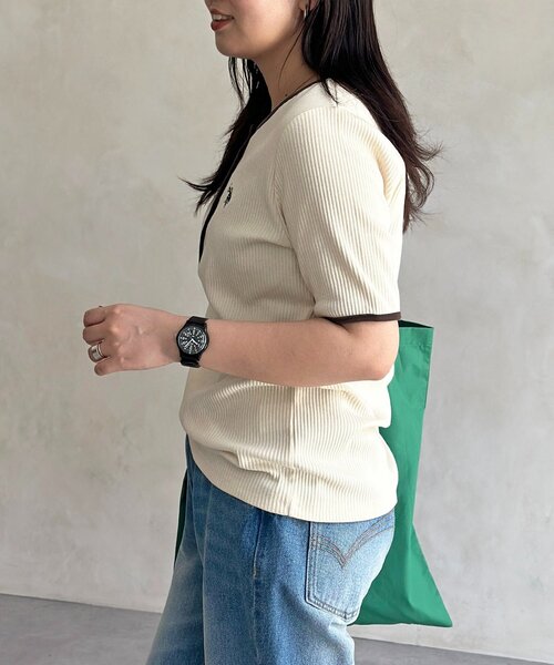 U.S. POLO ASSN.(ユーエスポロアッスン)の「【U.S. POLO ASSN. 】ヘンリーリブ半袖T(Tシャツ/カットソー・レディース・ネイビー/アイボリー/ブラック/オフホワイト・FREE)」の16枚目の写真