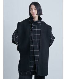 ヴィンテージ TAKEZO タケゾー コート ポンチョ ウール ブラックB100 ライナー付】ツイルストレッチ ステンカラーコート（ステン