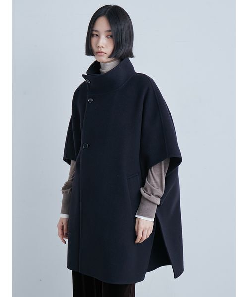 MIESROHE スーパー140スタンドカラー接結ポンチョ MIESROHE（ミースロエ）の「スーパー140スタンドカラー接結ポンチョ