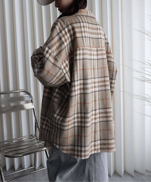 YENNA（イェンナ）の「【ニュアンス起毛チェックシャツジャケット】シャツアウター/ オーバーシャツ（シャツ/ブラウス・レディース・サックスブルー/ブルー/ベージュ・FREE）」の16枚目の写真