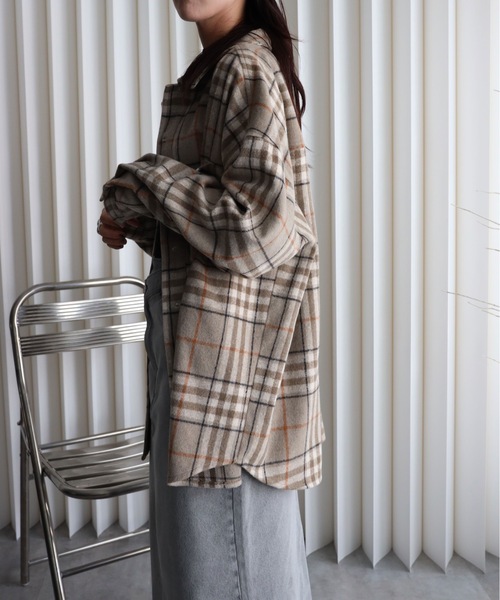 YENNA（イェンナ）の「【ニュアンス起毛チェックシャツジャケット】シャツアウター/ オーバーシャツ（シャツ/ブラウス・レディース・サックスブルー/ブルー/ベージュ・FREE）」の15枚目の写真