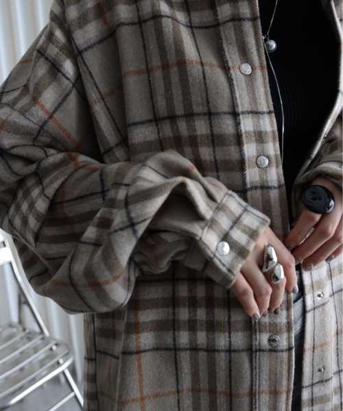 YENNA（イェンナ）の「【ニュアンス起毛チェックシャツジャケット】シャツアウター/ オーバーシャツ（シャツ/ブラウス・レディース・サックスブルー/ブルー/ベージュ・FREE）」の19枚目の写真