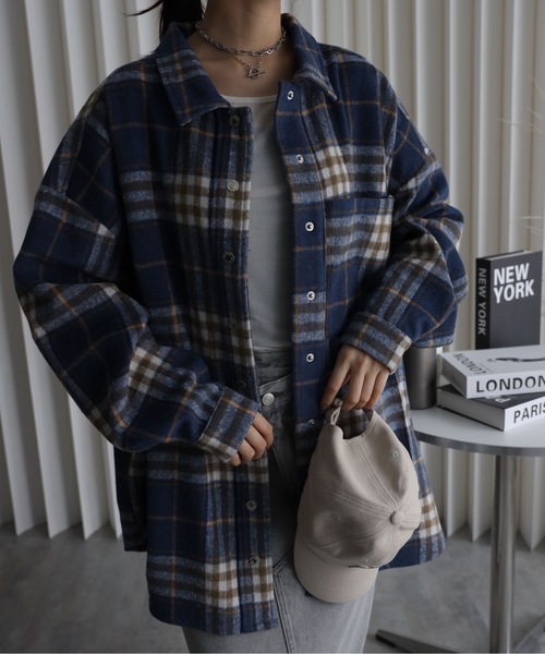セール】【ニュアンス起毛チェックシャツジャケット】シャツアウター