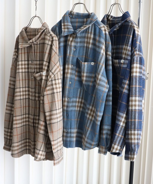 セール】【ニュアンス起毛チェックシャツジャケット】シャツアウター