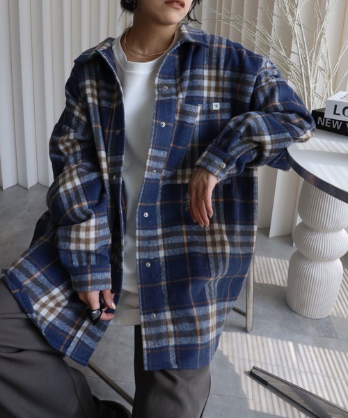 セール】【ニュアンス起毛チェックシャツジャケット】シャツアウター