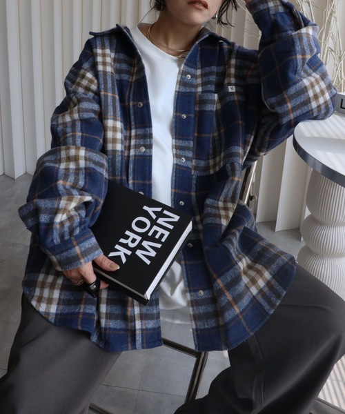 セール】【ニュアンス起毛チェックシャツジャケット】シャツアウター