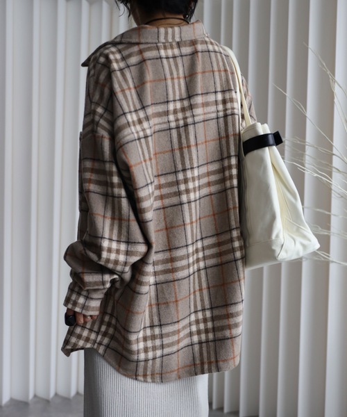 YENNA（イェンナ）の「【ニュアンス起毛チェックシャツジャケット】シャツアウター/ オーバーシャツ（シャツ/ブラウス・レディース・サックスブルー/ブルー/ベージュ・FREE）」の7枚目の写真